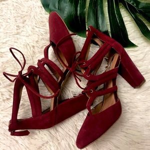 Halogen Burgundy Lace Up Heels